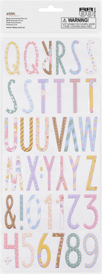 Lavender Dimensions  Puffy Alpha Floral Stickers Paper Craft