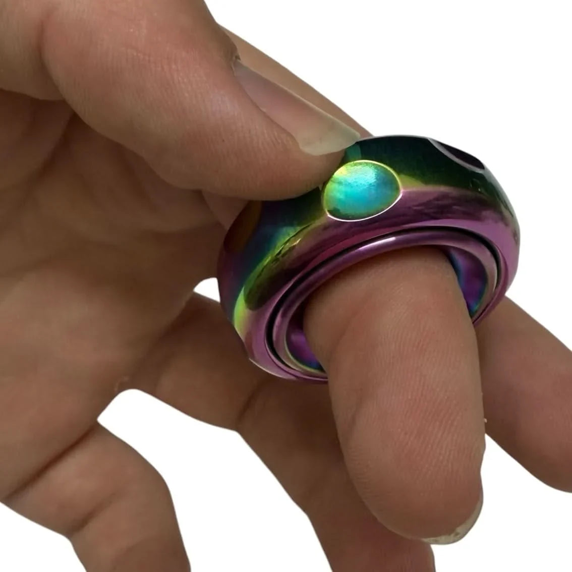 White Smoke Kaiko CLICKSTA Spin Ring Fidget Oil Slick Fidget Toys