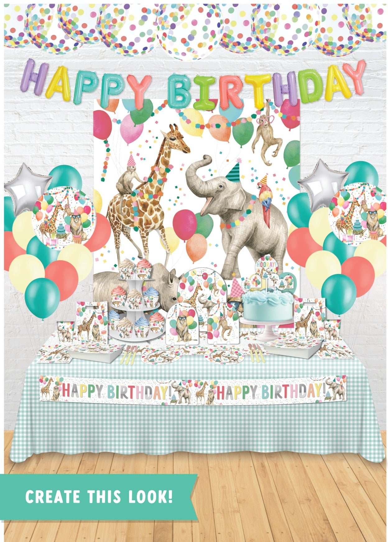 Lavender Party Animals Theme Party Tableware Bundle for 8 Kids Custom Bundle