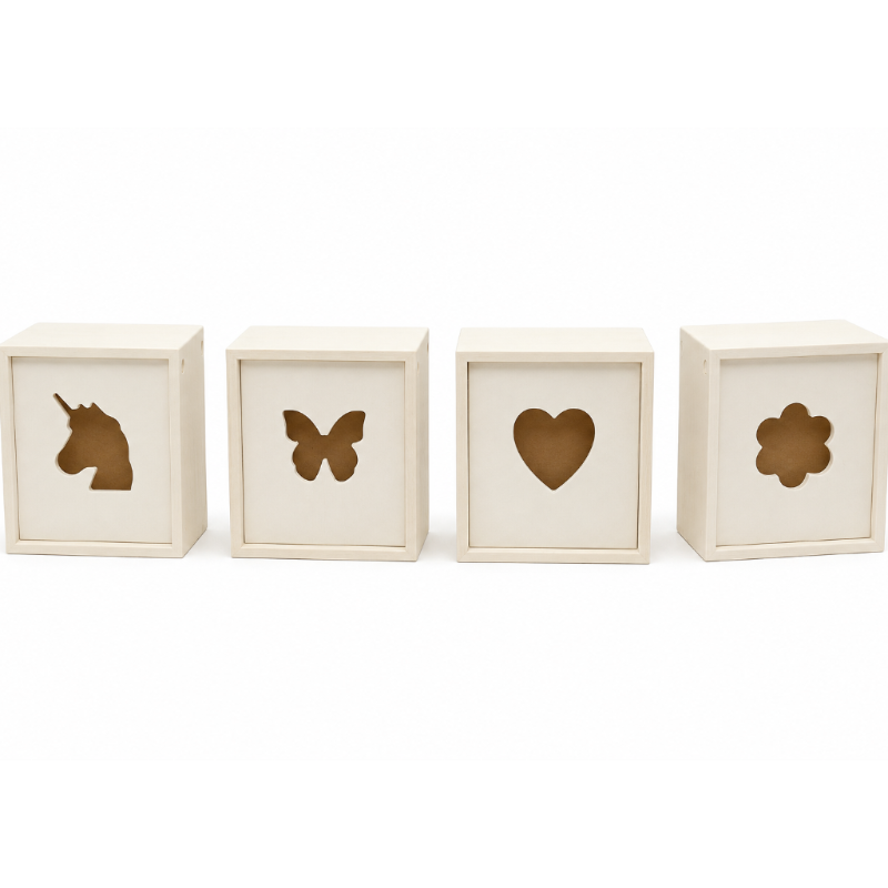 White Smoke Urban Crafter Wooden Shadow Box Collection, 4pk Woodcraft