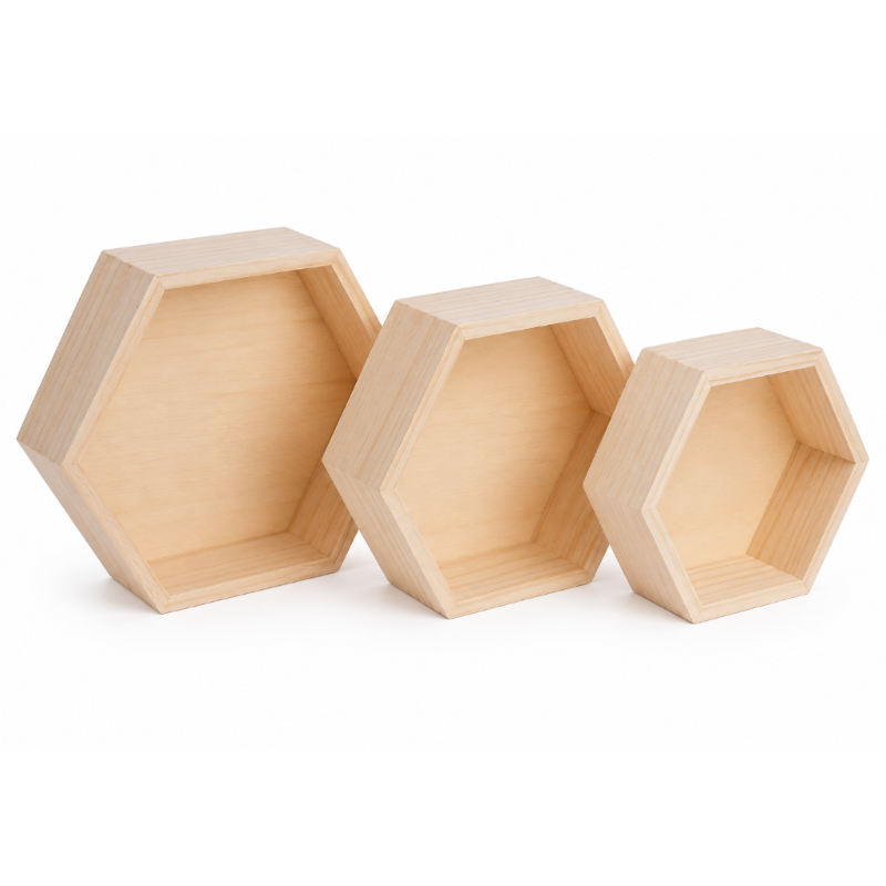 White Smoke Urban Crafter Wooden Tray Collection, Octagonal, 3pk Woodcraft