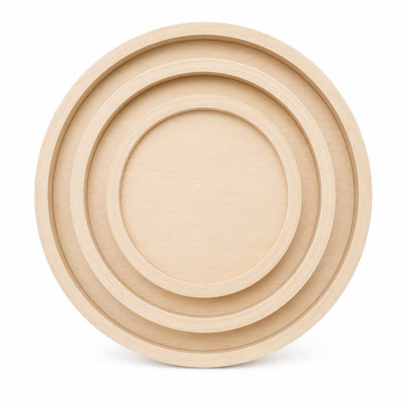 Wheat Urban Crafter Wooden Tray Collection, Round, 3pk Woodcraft