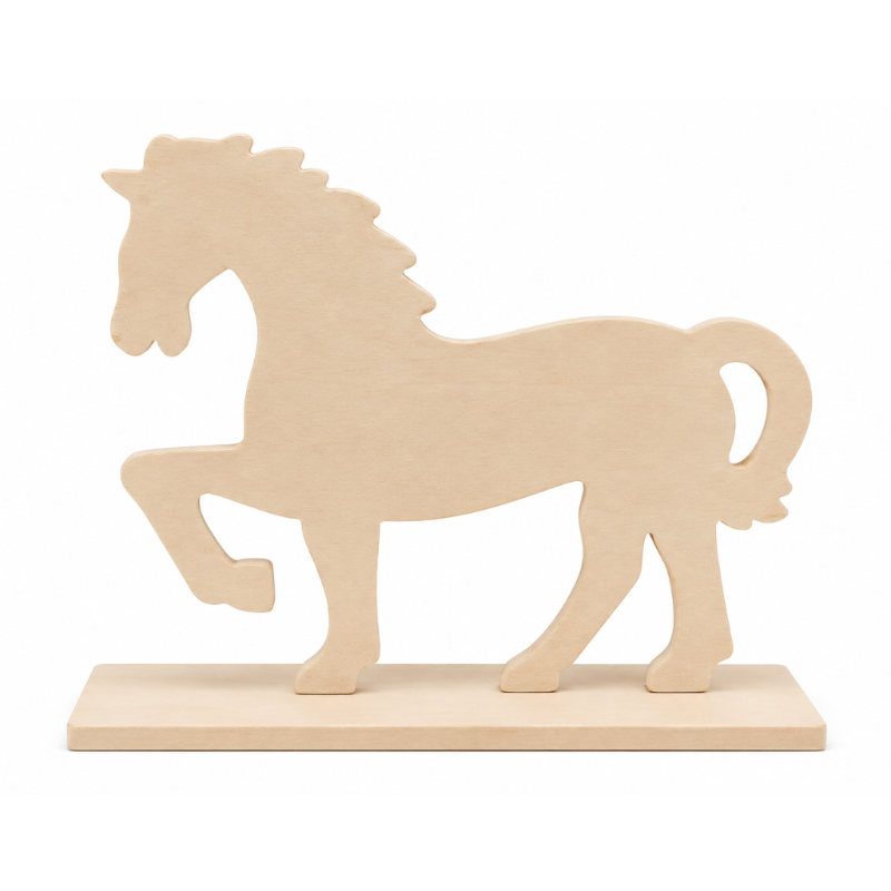 White Smoke Tim & Tess Wooden Horse on Stand Kids Craft Basics