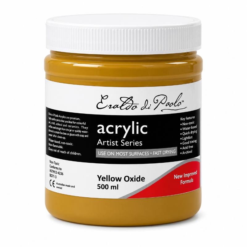 White Smoke Eraldo di Paolo Acrylic Paint, Yellow Oxide, 500ml Acrylic Paints