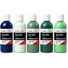 White Smoke Eraldo di Paolo Acrylic Paint, Green Hues Colour Collection 5x250ml Custom Bundle