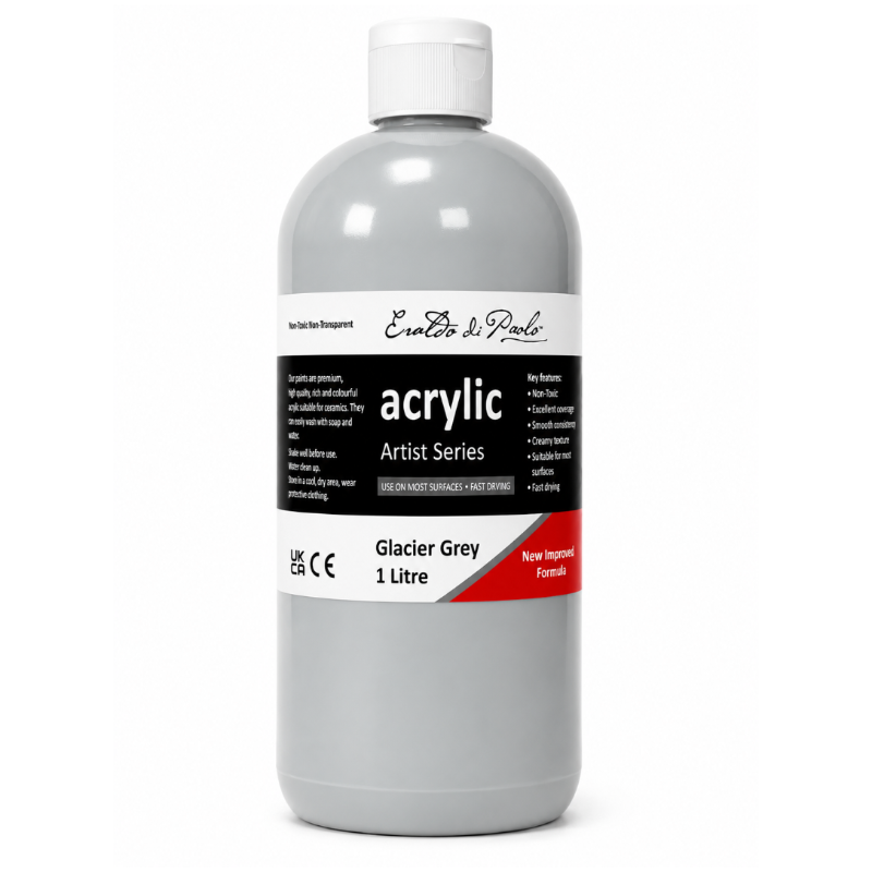 White Smoke Eraldo di Paolo Acrylic Paint, Glacier Grey, 1L Acrylic Paints