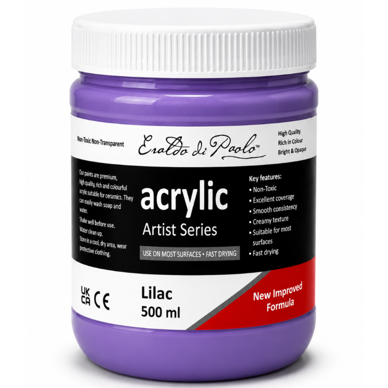 White Smoke Eraldo di Paolo Acrylic Paint, Lilac, 500mL Acrylic Paints