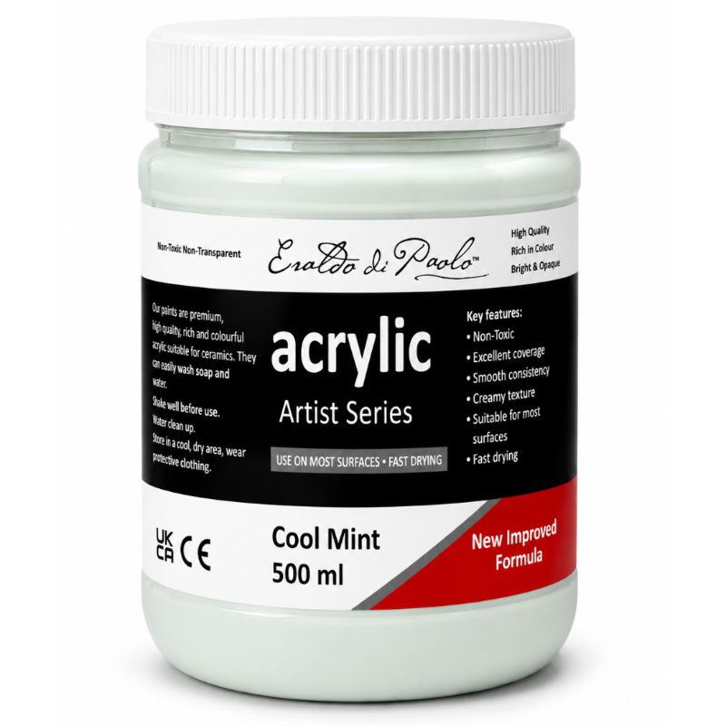 White Smoke Eraldo di Paolo Acrylic Paint, Cool Mint, 500mL Acrylic Paints
