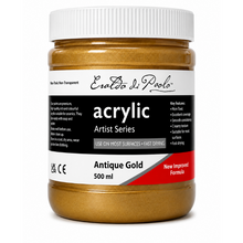 Black Eraldo di Paolo Acrylic Paint, Antique Gold, 500mL Acrylic Paints