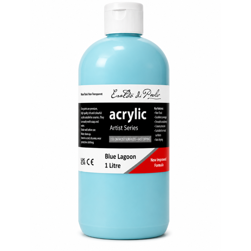 White Smoke Eraldo di Paolo Acrylic Paint,  Blue Lagoon, 1L Acrylic Paints