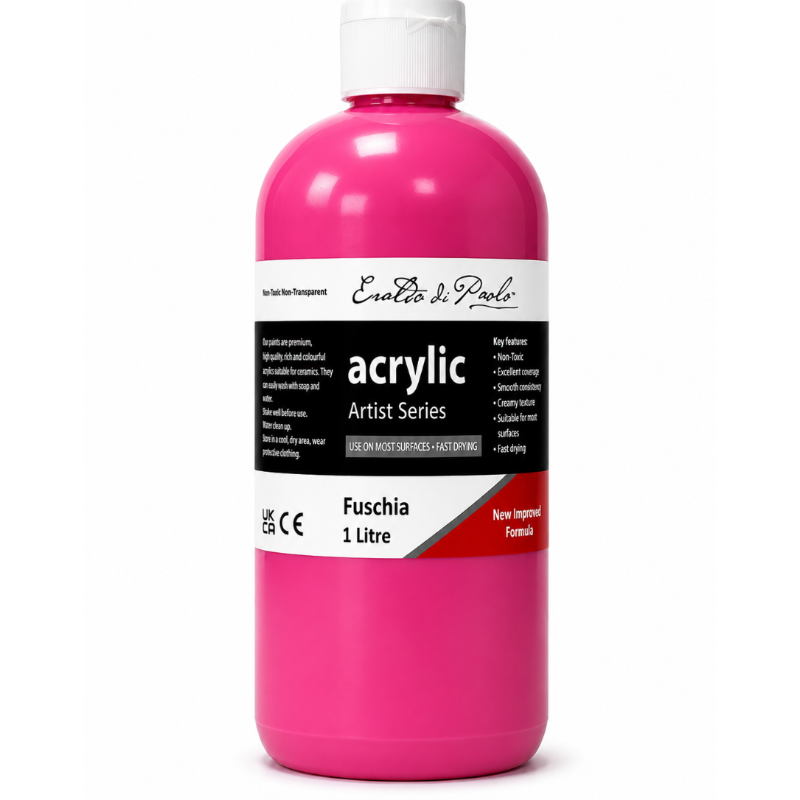 White Smoke Eraldo di Paolo Acrylic Paint, Fuschia, 1L Acrylic Paints