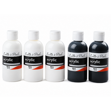 White Smoke Eraldo di Paolo Acrylic Paint, White & Black Collection, 5x250ml Custom Bundle