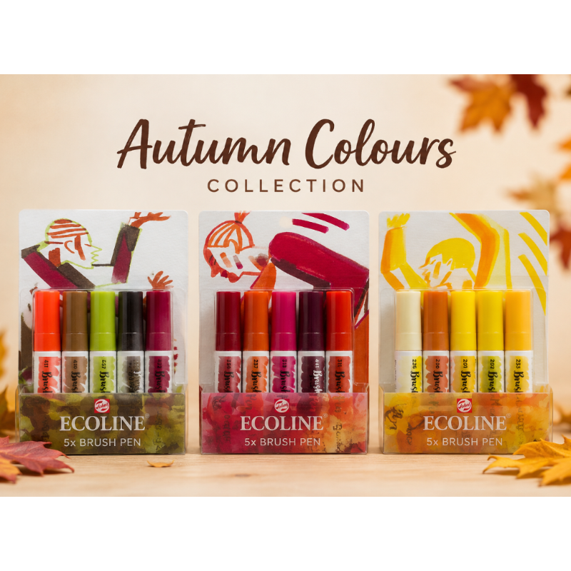 Antique White Ecoline Brushpen, Autumn Colours Collection, 15pk Pens & Markers
