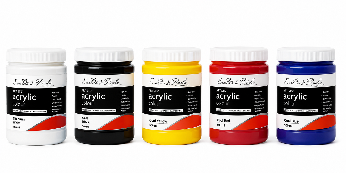 White Smoke Eraldo di Paolo Acrylic Paint, Cool Colours Collection 5x500ml Custom Bundle