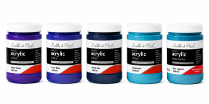 White Smoke Eraldo di Paolo Acrylic Paint, Blue Hues Collection, 5x500ml Custom Bundle