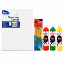 White Smoke Kids Creative Canvas and Paint Pack, 10x12in (25.4x30.5cm), 32 Pieces Custom Bundle