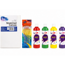 White Smoke Kids Creative Canvas and Paint Pack, 5x7in (12.7x17.8cm), 32 Pieces Custom Bundle