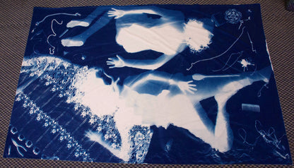 Midnight Blue Jacquard Cyanotype Pre-treated Mural Fabric, 1.52m x 2.13m Sheet Cyanotype
