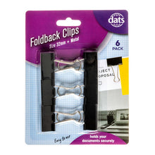Dats Foldback Binder Clips, Black 32mm, 6pk