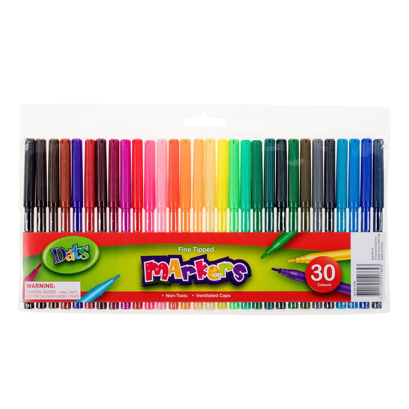 Dats Colouring Markers, Finer Tip, 30pk