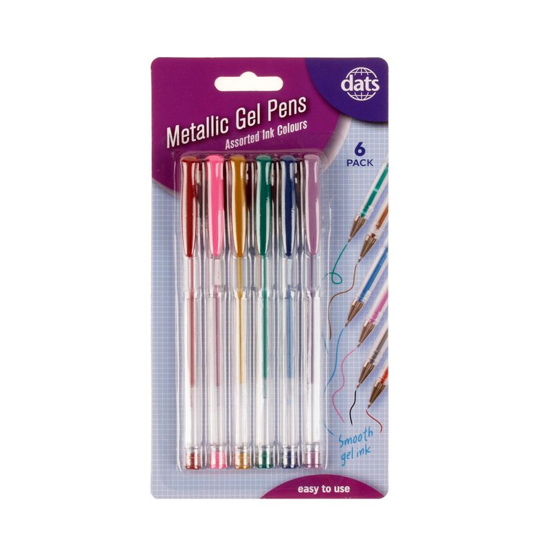 Dats Gel Pens, Metallic Colours, 6pk