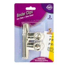 Dats Foldback Binder Clips, Silver 75mm, 2pk