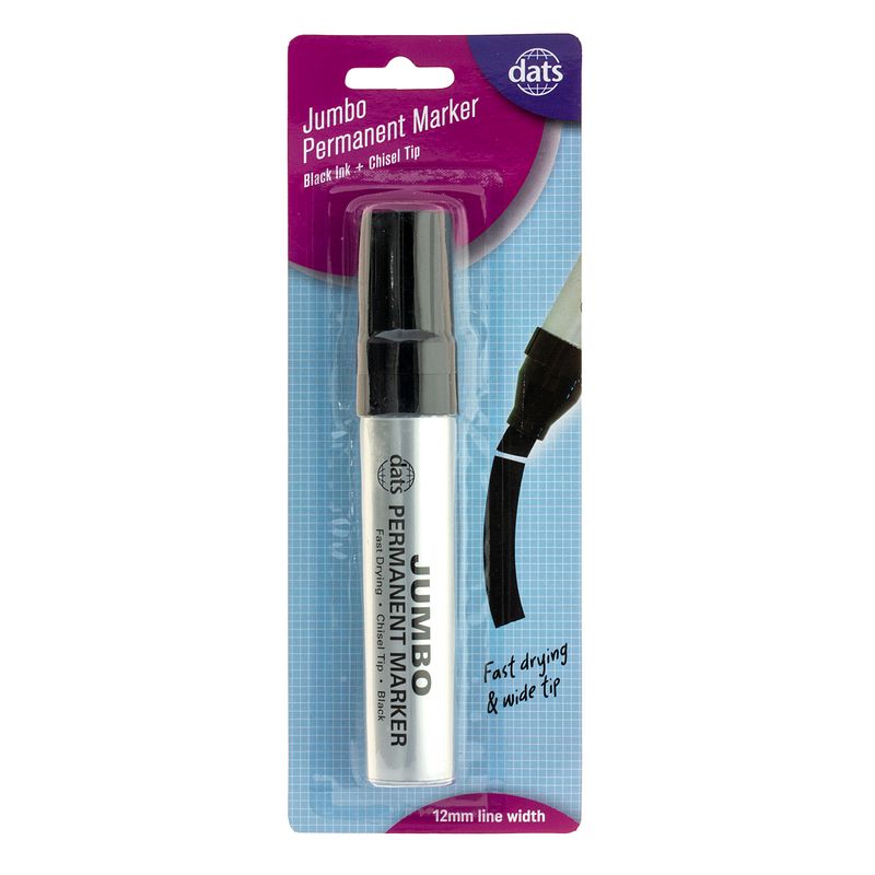 Dats Jumbo Permanent Marker, Black, 1pk