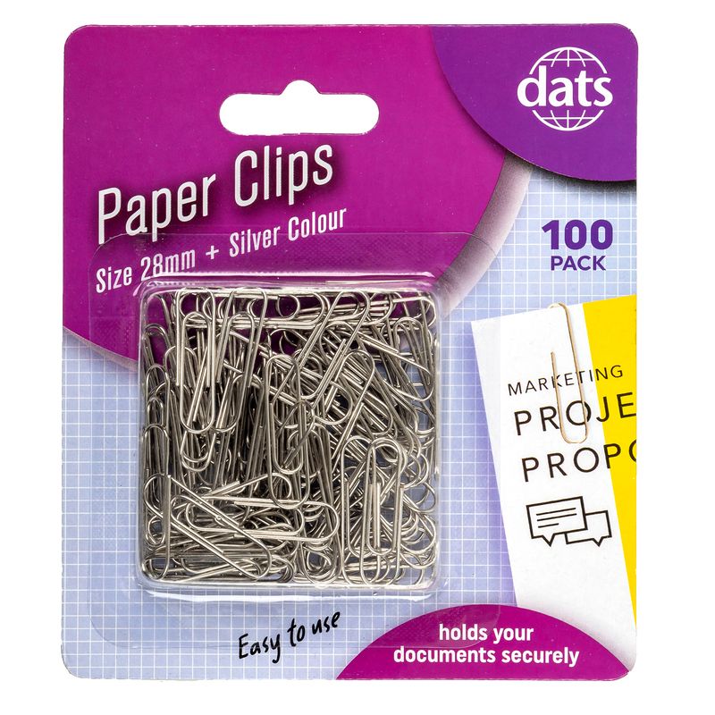 Dats Paper Clips, Silver 28mm, 100pk