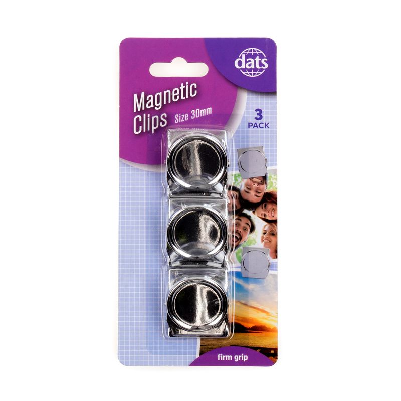 Dats Magnetic Clip, Silver 30mm, 3pk