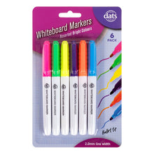 Dats Whiteboard Markers, Pen Style, Bright Colours, 6pk