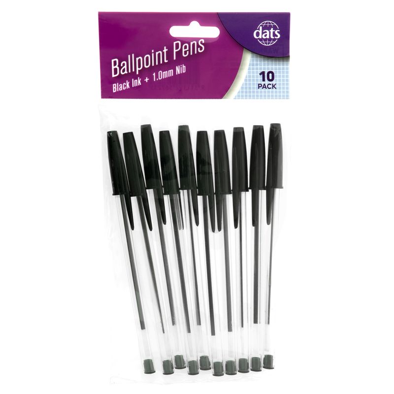 Dats Ballpoint Pens, Black, 10pk
