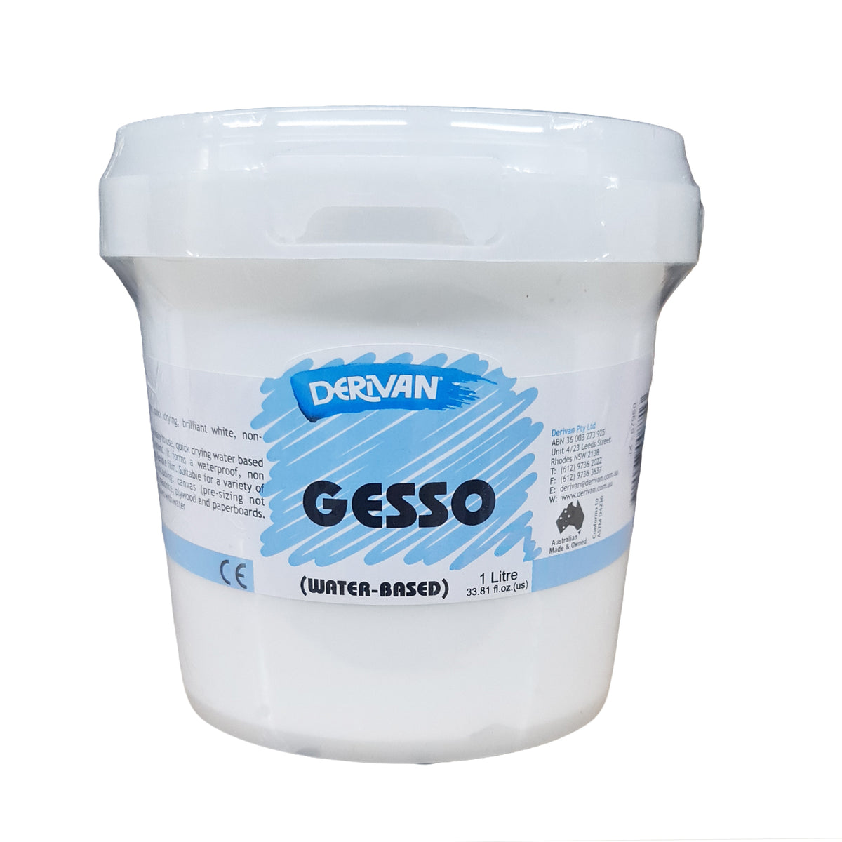 White Smoke Derivan White Gesso Primer, 1Lt Acrylic Gesso and Surface Preparation