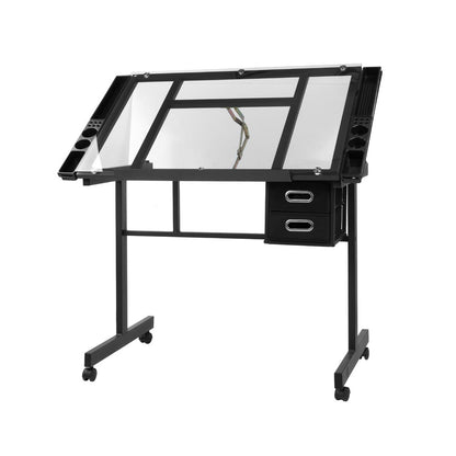 White Smoke "Artiss" Drawing and Drafting Table, Black Desks & Workstations