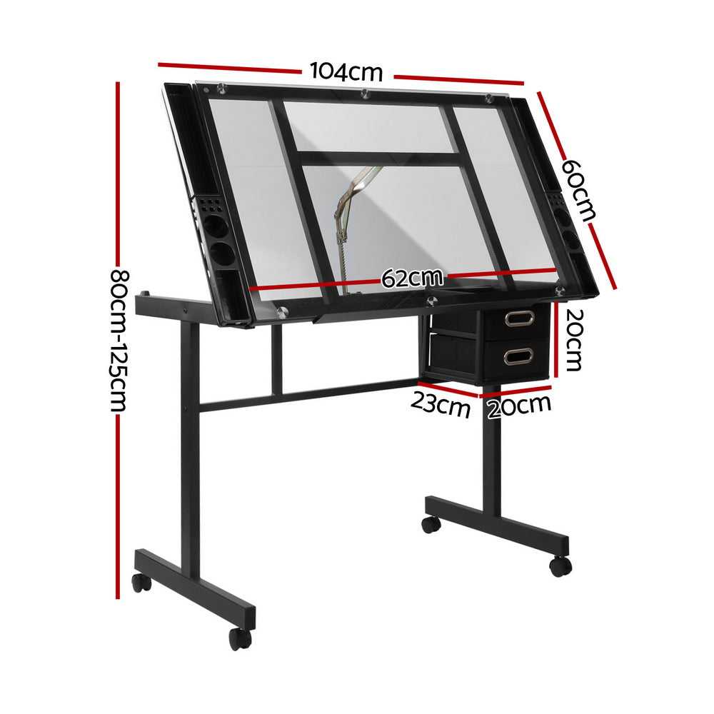 White Smoke "Artiss" Drawing and Drafting Table, Black Desks & Workstations