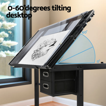 Black "Artiss" Drawing and Drafting Table, Black Desks & Workstations