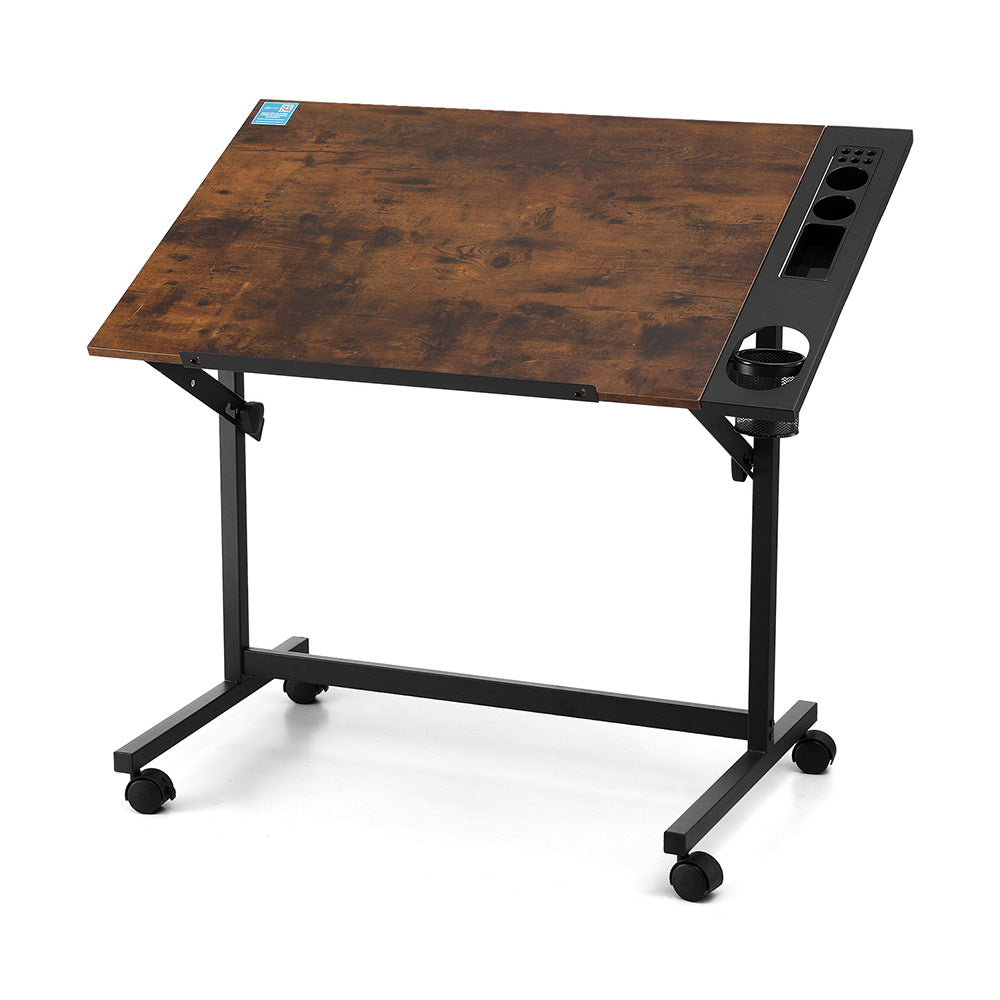White Smoke "Artiss" Drafting and Drawing Desk, Rustic Brown Desks & Workstations