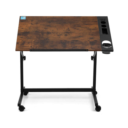 White Smoke "Artiss" Drafting and Drawing Desk, Rustic Brown Desks & Workstations