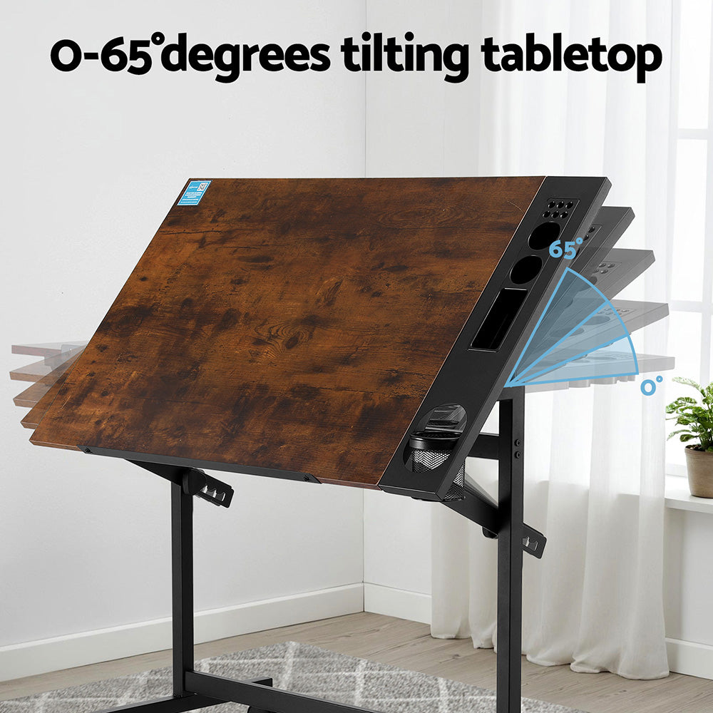 Lavender "Artiss" Drafting and Drawing Desk, Rustic Brown Desks & Workstations
