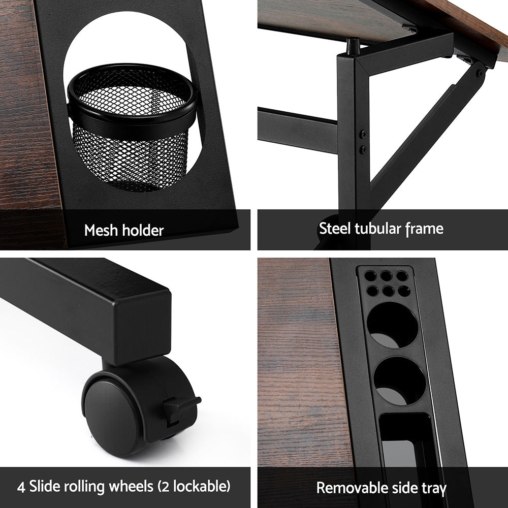 White Smoke "Artiss" Drafting and Drawing Desk, Rustic Brown Desks & Workstations