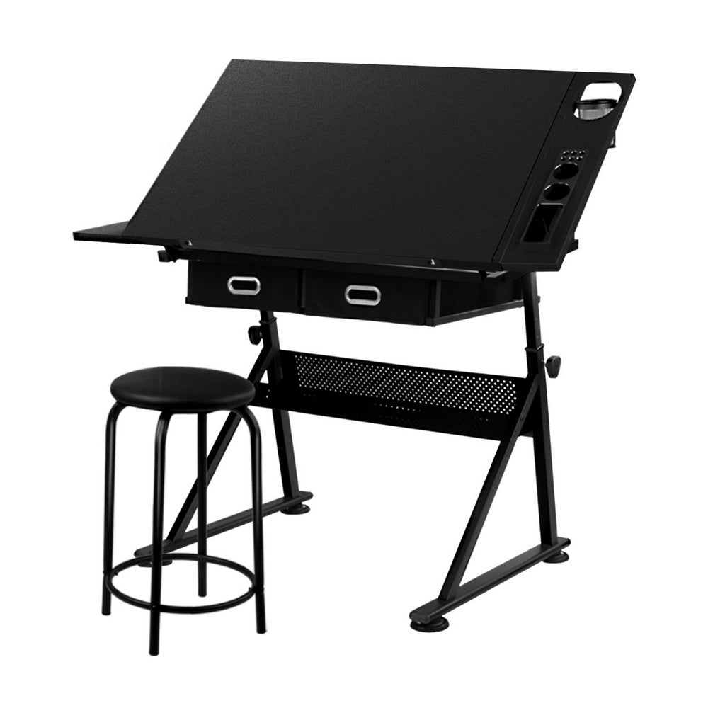 White Smoke "Artiss" Drawing and Drafting Desk with Stool Desks & Workstations