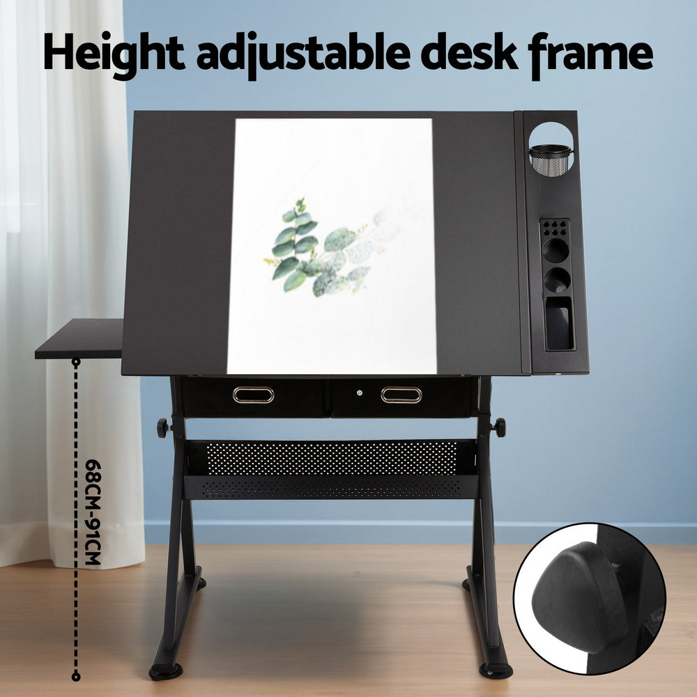 White Smoke "Artiss" Drawing and Drafting Desk with Stool Desks & Workstations