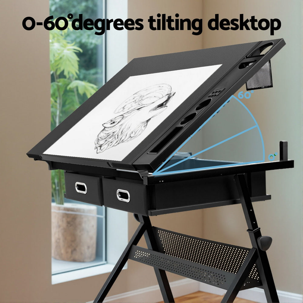 Rosy Brown "Artiss" Drawing and Drafting Desk with Stool Desks & Workstations