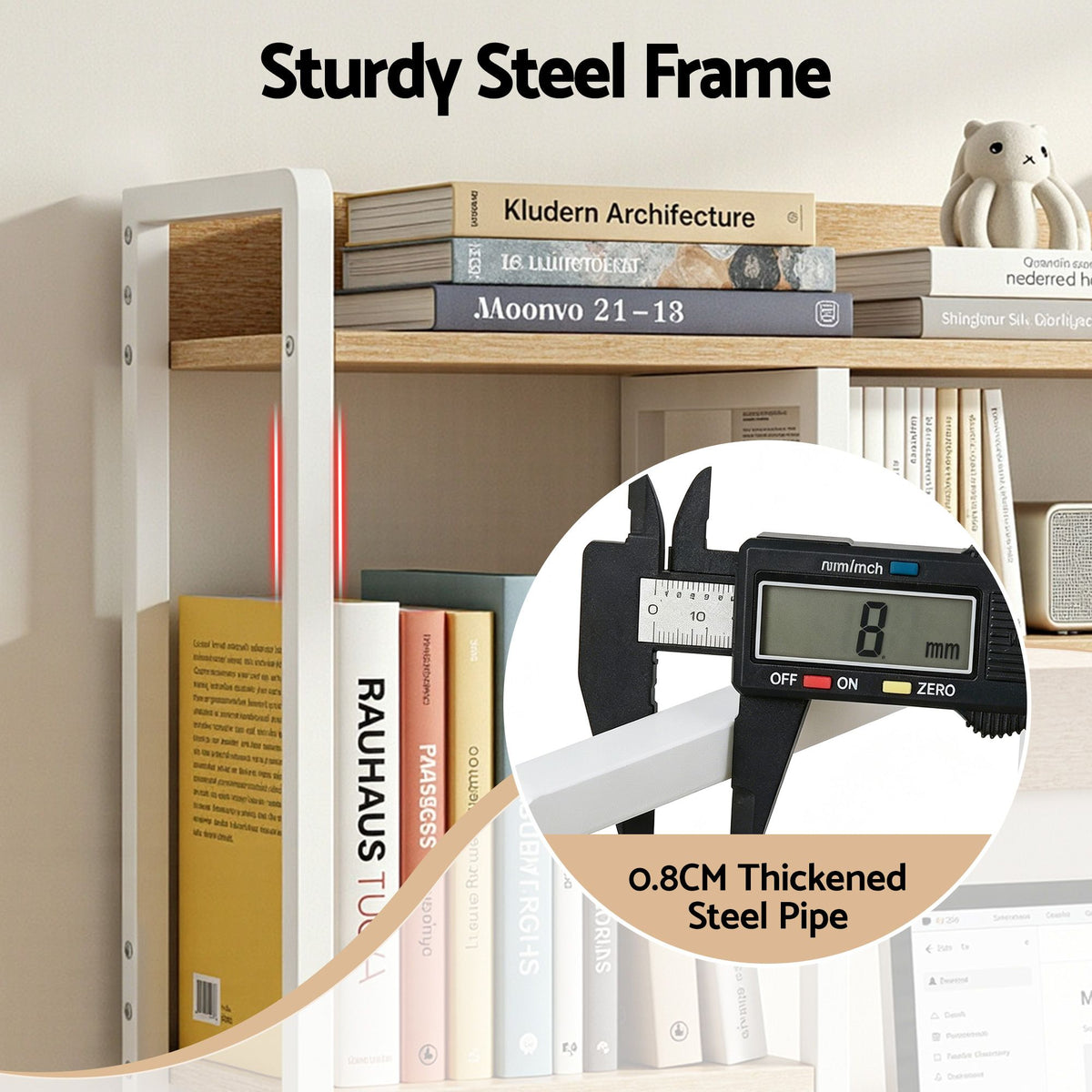 White Smoke "Artiss" Desk Organiser 2-Tier Desk Shelf 24cm Depth Craft Storage & Lighting
