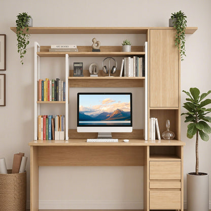 Gray "Artiss" Desk Organiser 2-Tier Desk Shelf 24cm Depth Craft Storage & Lighting
