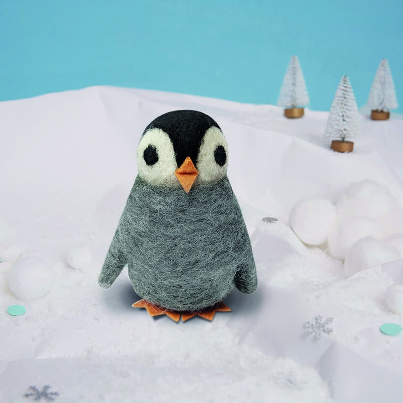 Light Gray XMAS Needle Felting Kit - Make a Penguin Christmas