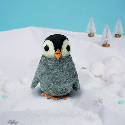 Light Gray XMAS Needle Felting Kit - Make a Penguin Christmas