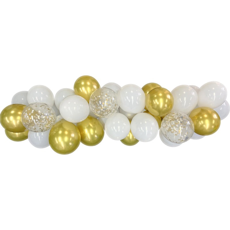 White Smoke Balloon Garland 40 Pack - White Gold Balloons