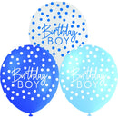 White Smoke Balloon Printed Latex 30cm 10 Pack - Birthday Boy Balloons