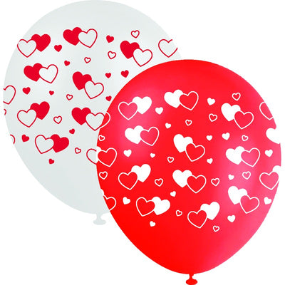 White Smoke Balloon Printed Latex 30cm 10 Pack - Hearts Balloons