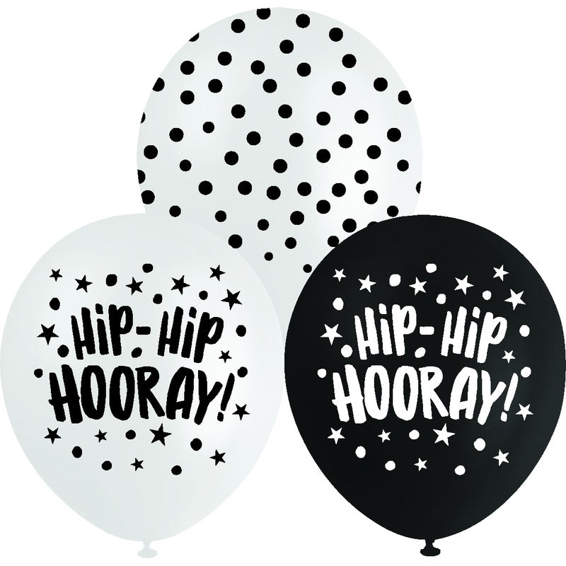 White Smoke Balloon Printed Latex 30cm 10 Pack - Hooray Balloons